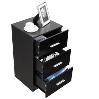 Northix Table de chevet classeur avec 3 tiroirs tiroir conteneur noir  