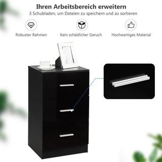 Northix Table de chevet classeur avec 3 tiroirs tiroir conteneur noir  