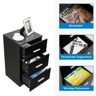 Northix Table de chevet classeur avec 3 tiroirs tiroir conteneur noir  
