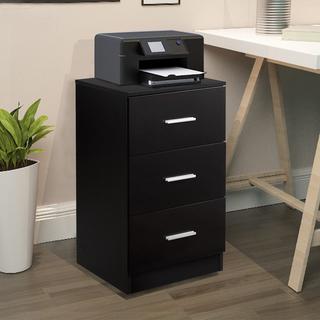 Northix Table de chevet classeur avec 3 tiroirs tiroir conteneur noir  