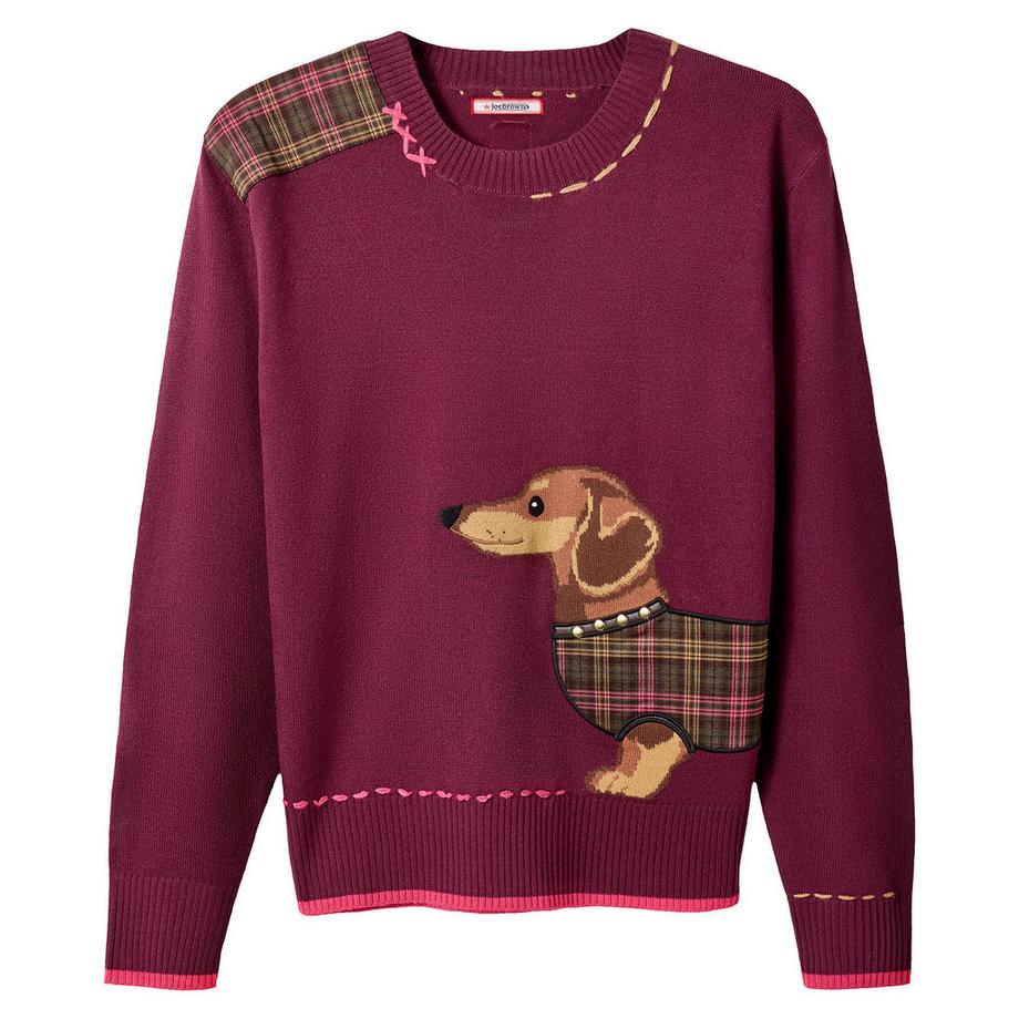 Joe Browns Rundhals-Pullover mit Dackel-Motiv  