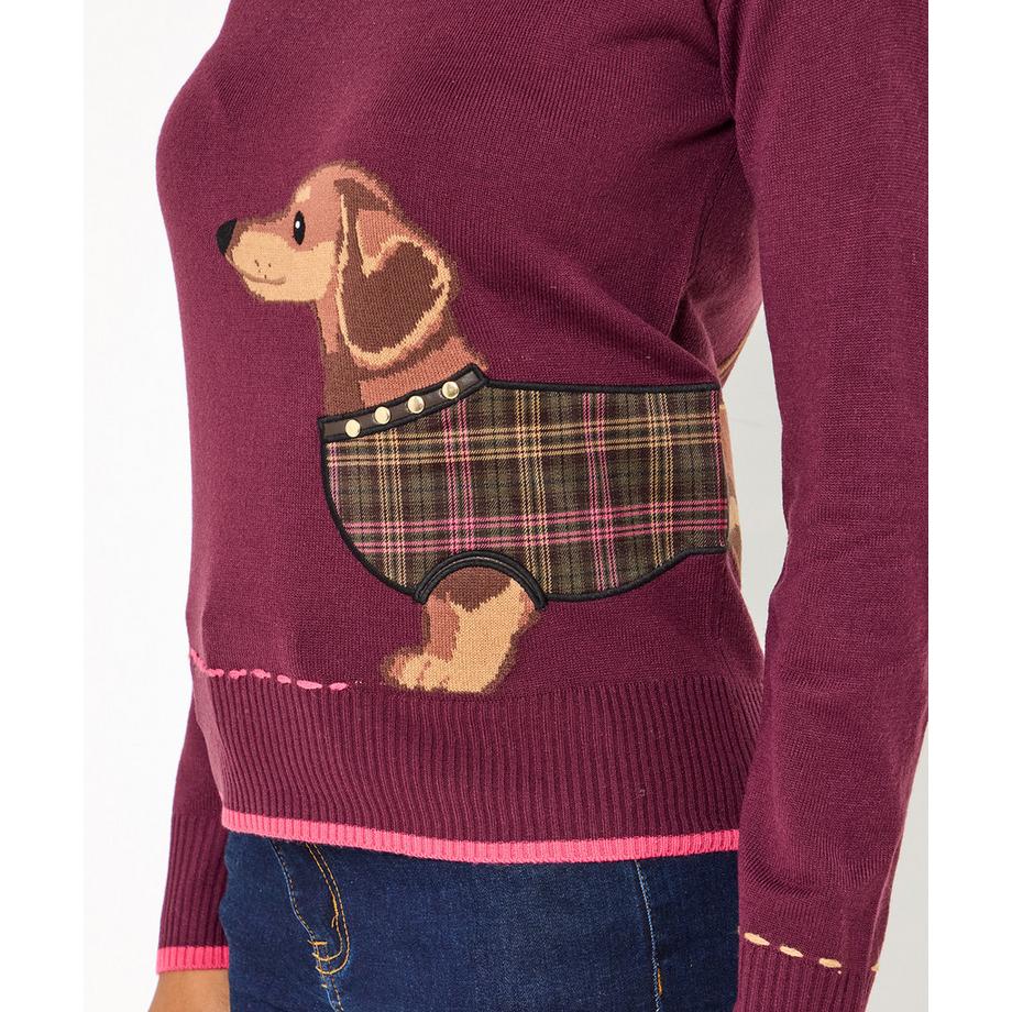 Joe Browns Rundhals-Pullover mit Dackel-Motiv  