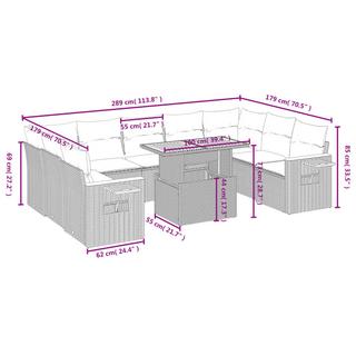 VidaXL Ensemble de canapés de jardin rotin synthétique  