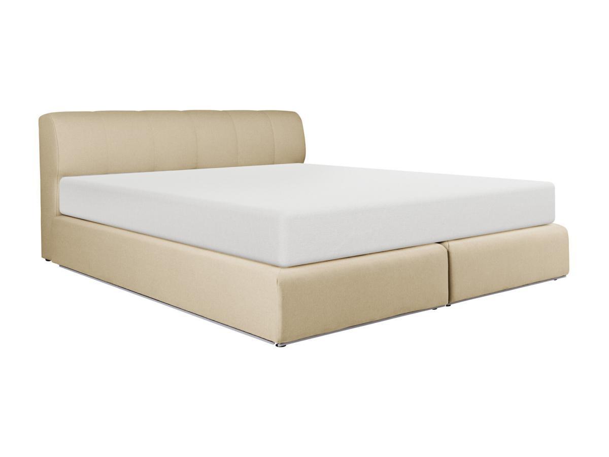 Image of Boxspringbett mit Kopfteil + Lattenrost mit LED-Beleuchtung + Matratze - 180 x 200 cm - Stoff - Beige - OTARU von YSMÉE Boxspringbett mit Kopfteil + Lattenrost mit LED-Beleuchtung + Matratze - 180 x 200 cm - Stoff - Beige - OTARU von YSMÉE