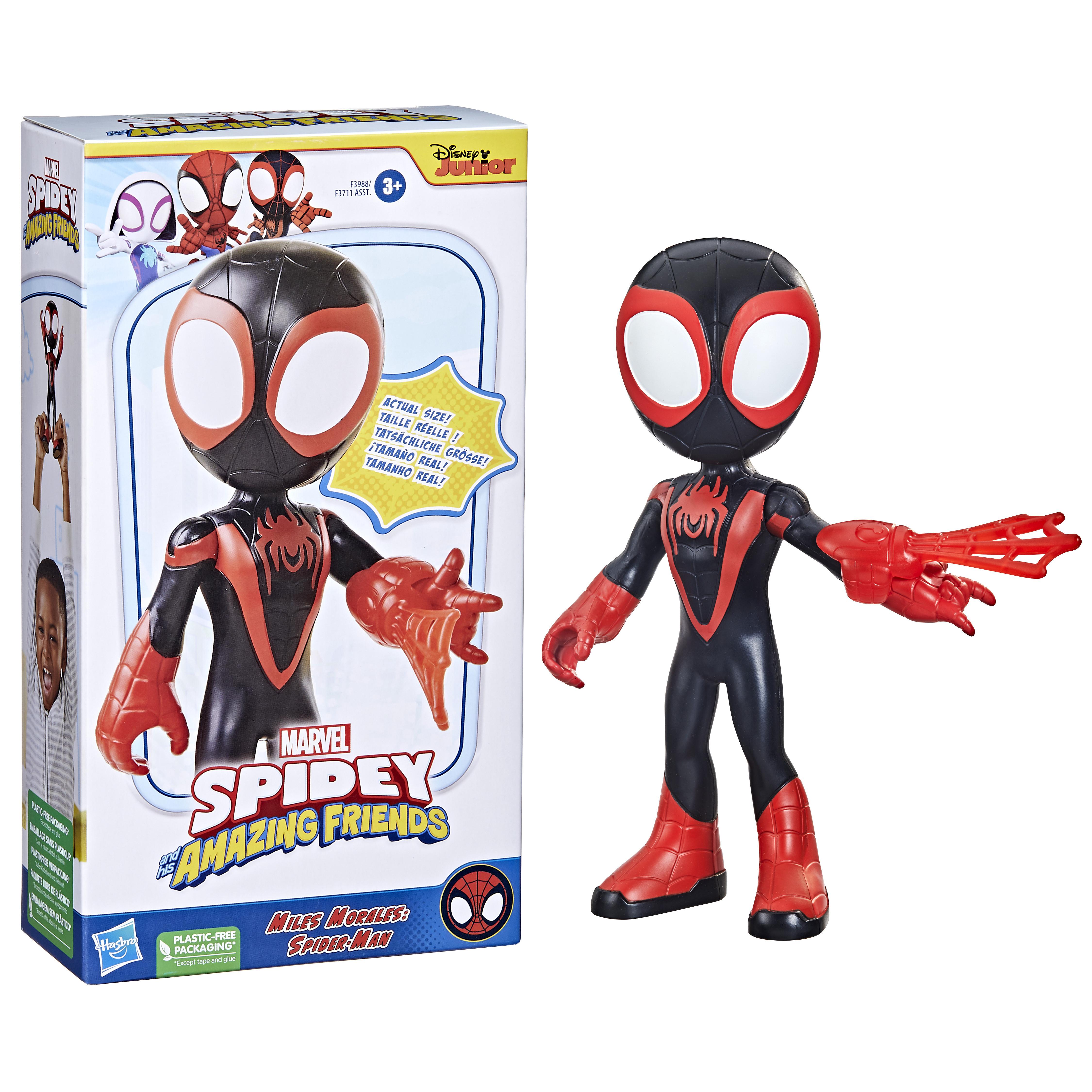 Hasbro  Marvel Spidey e I Suoi Fantastici Amici, mega Miles Morales, action figure da 22,5 cm, giocattolo per età prescolare, dai 3 anni in su 