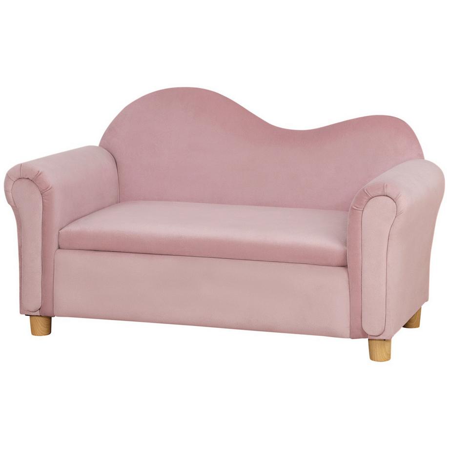 Kindersofa Stauraum Rosa Vlies Zweisitzer 3-5 Jahre 84X41,5X48,5Cm