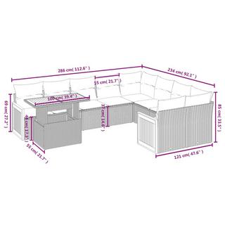 VidaXL Ensemble de canapés de jardin rotin synthétique  