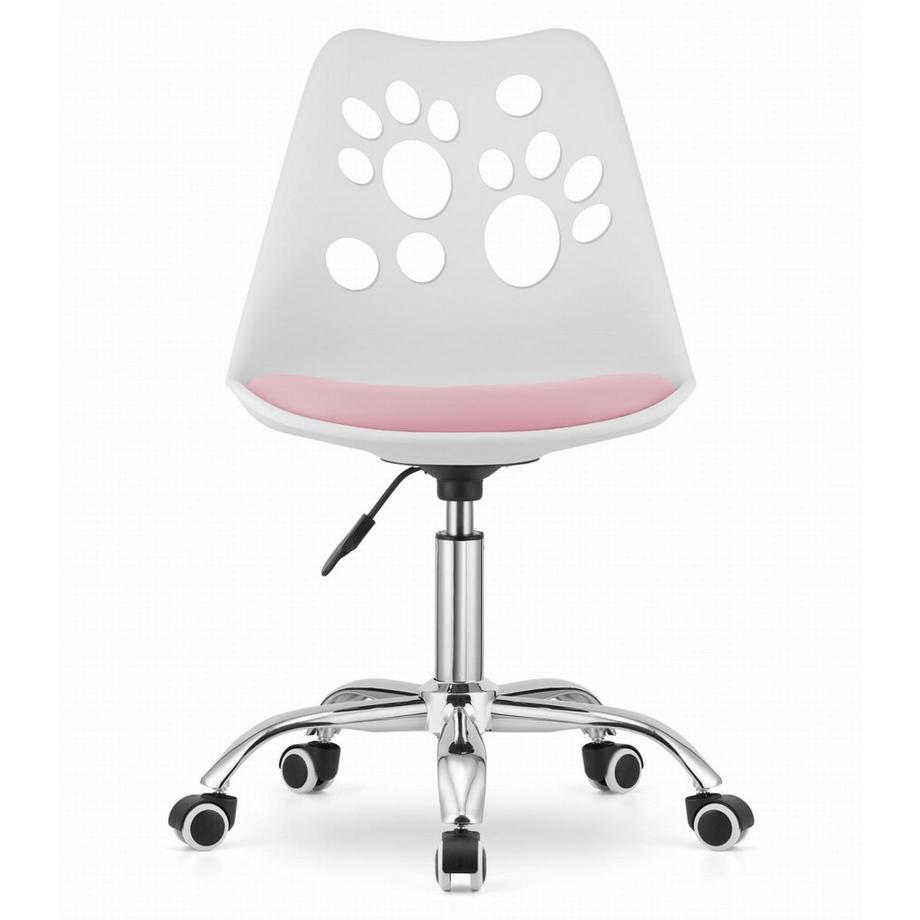 Northix Sedia PRINT Girevole in Ecopelle Bianca e Rosa con Base Cromata  