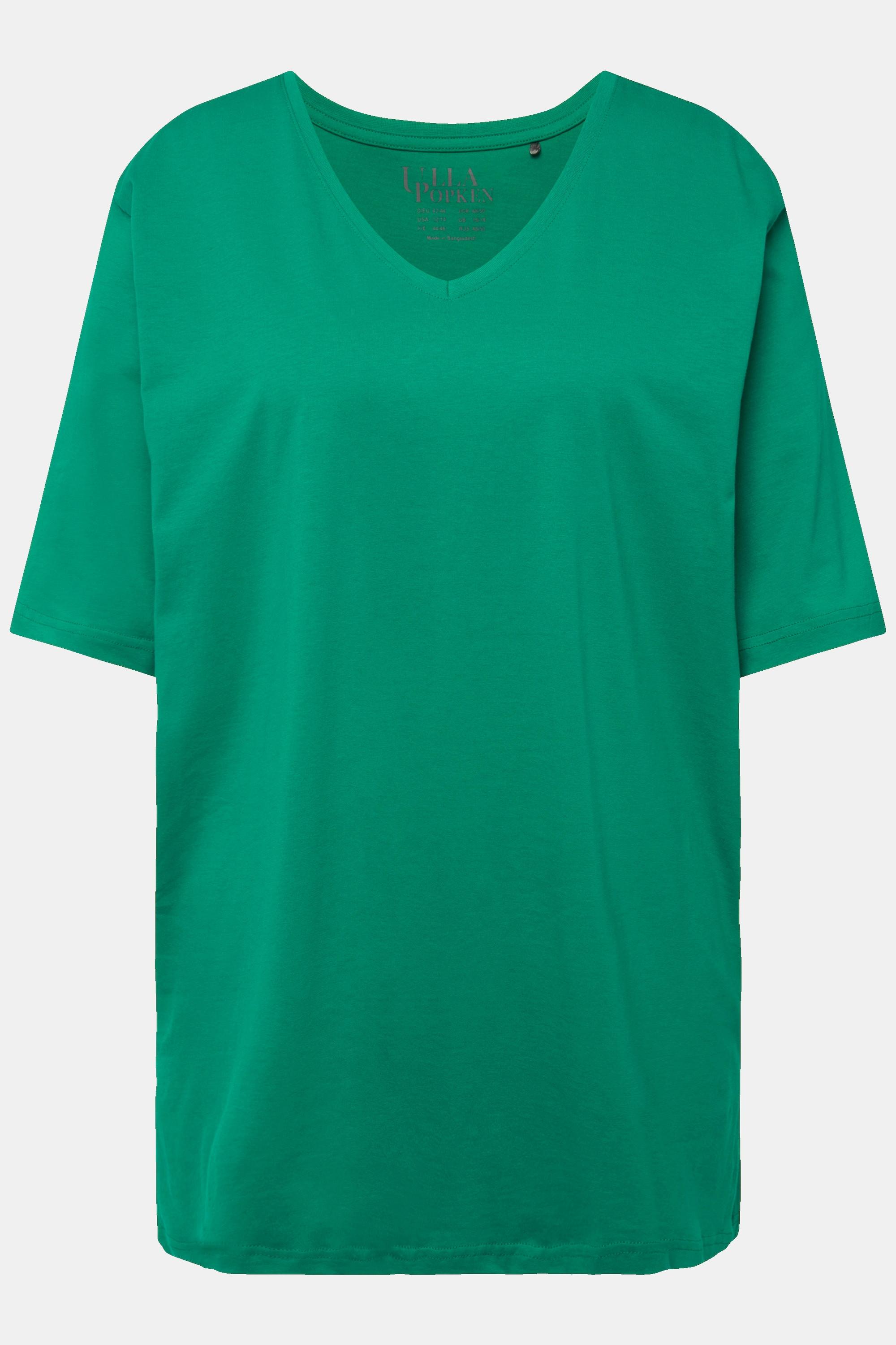 Ulla Popken  T-shirt dalle linee morbide con scollo a V e mezze maniche 