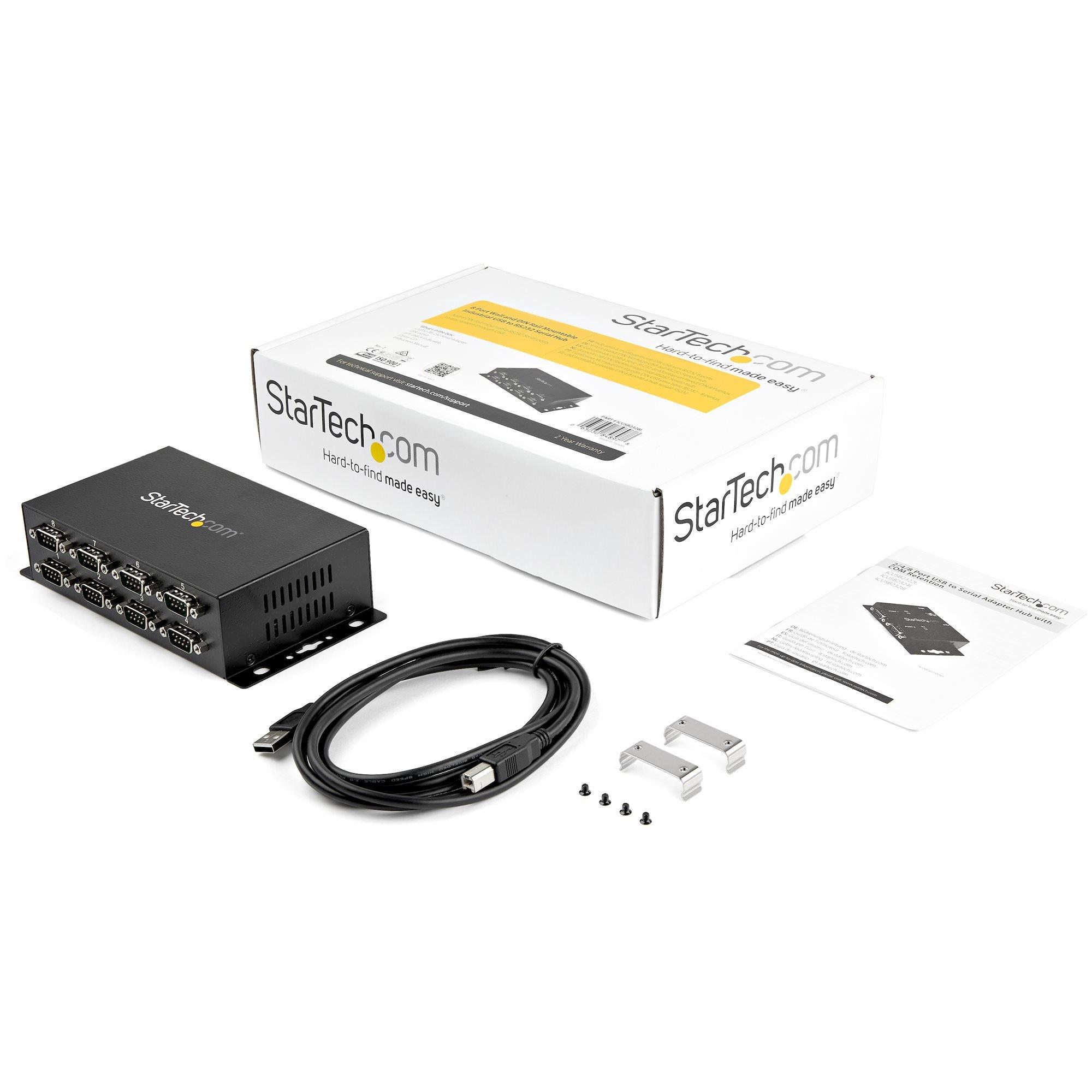 STARTECH.COM  8 Port USB auf Seriell RS-232 Adapter Hub - DIN-Schienen und Wandmontage fähig 