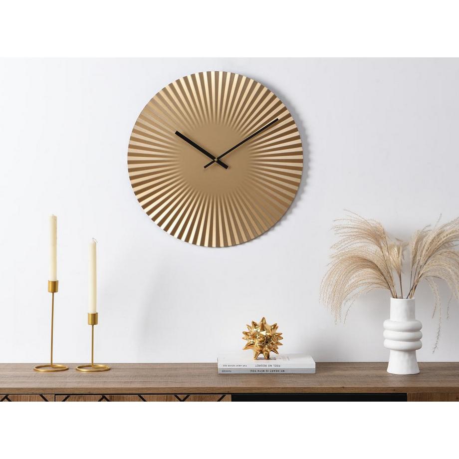 Vente-unique Wanduhr - D. 50 cm - Metall - Goldfarben - FELINAR  