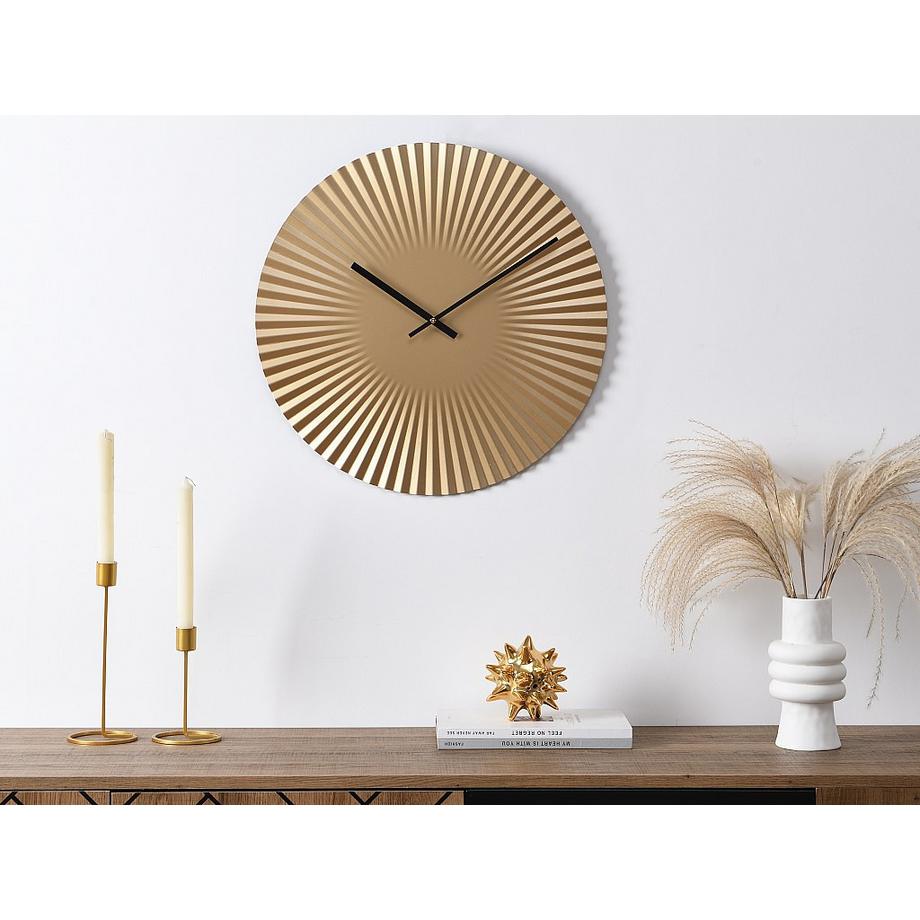 Vente-unique Wanduhr - D. 50 cm - Metall - Goldfarben - FELINAR  