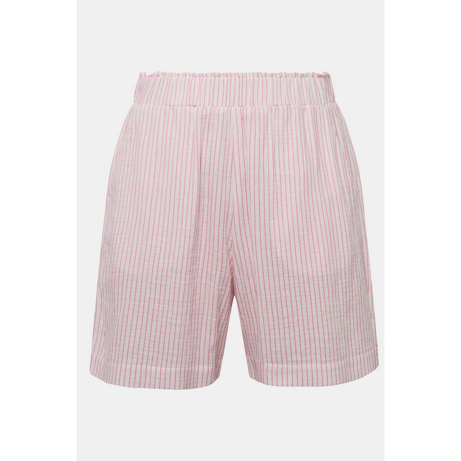 Studio Untold Short in Mussola a Righe Gamba Larga Vita Elastica  