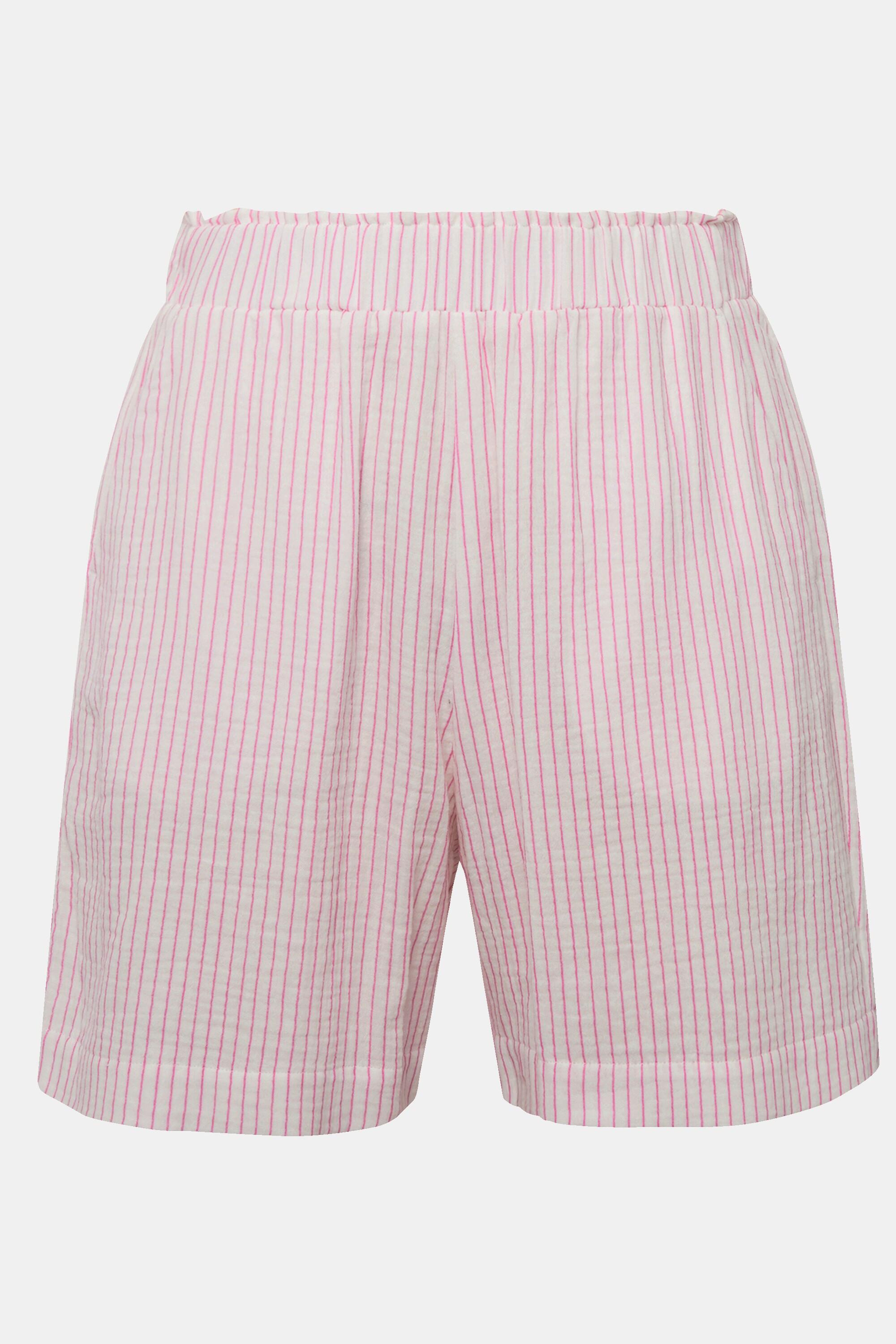 Studio Untold Short en Mousseline Rayé Jambes Larges Taille Élastique  