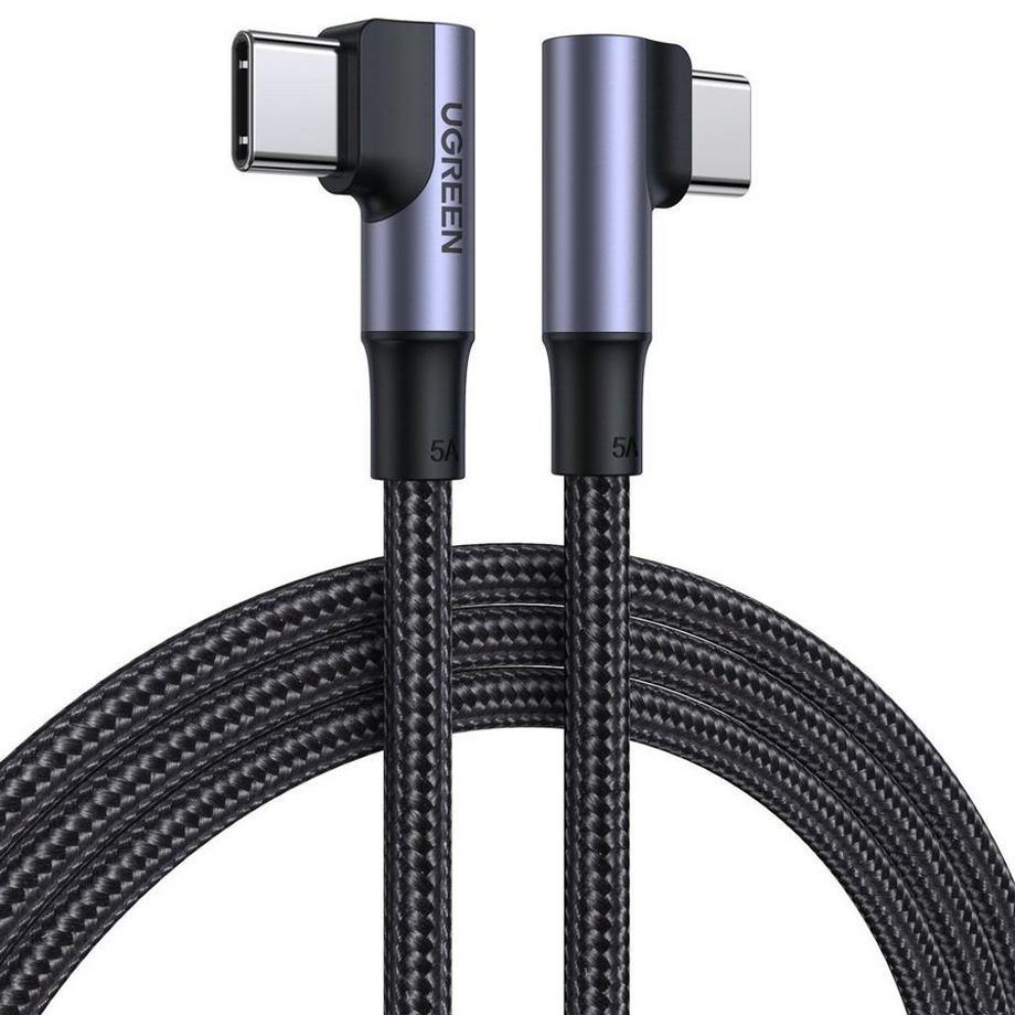 Ugreen abgewinkeltes USB-C-zu-USB-C-Kabel 100 W, 2 m – Schwarz