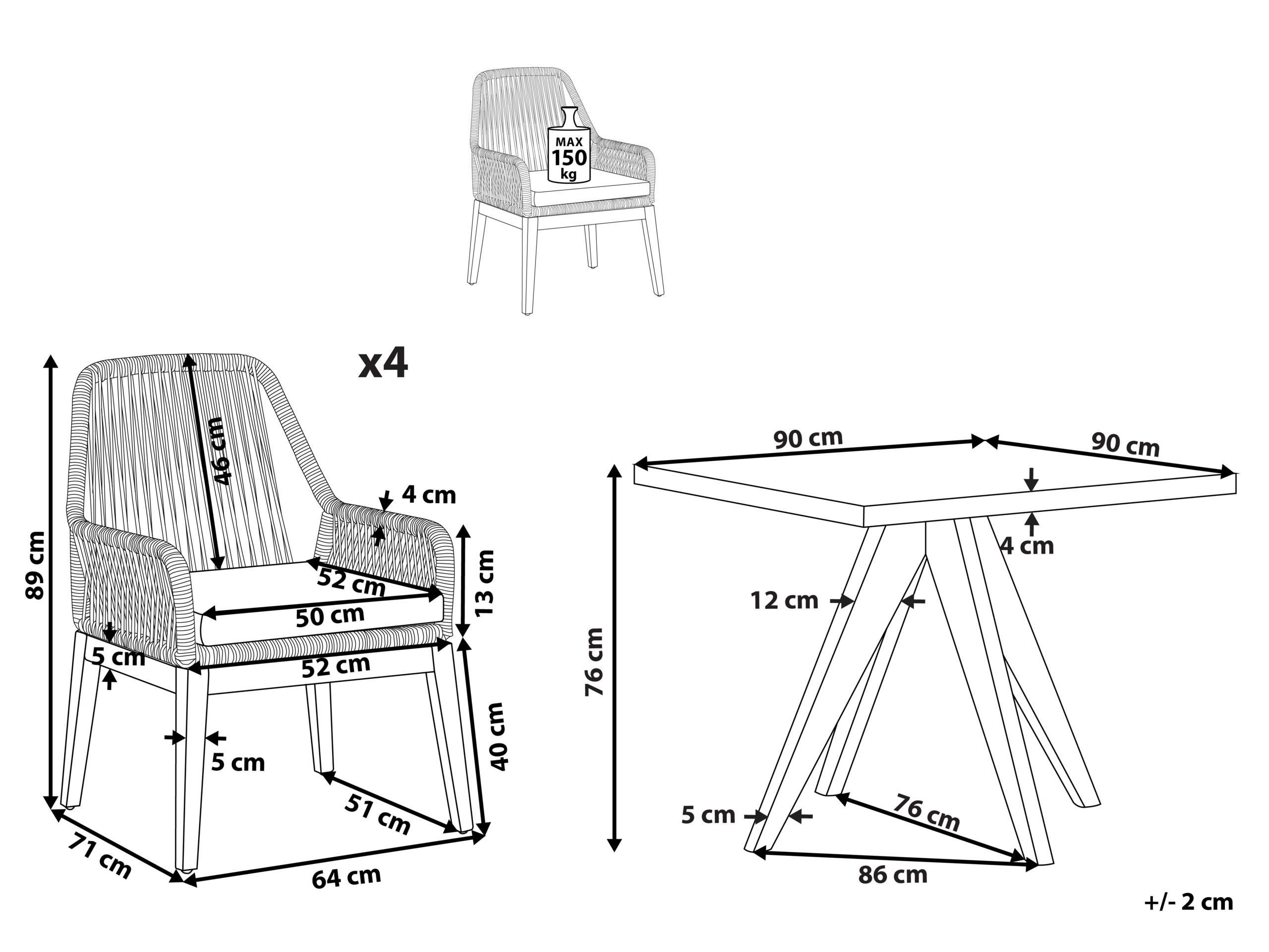 Beliani Gartentisch Set aus Faserzement Industriell OLBIA  