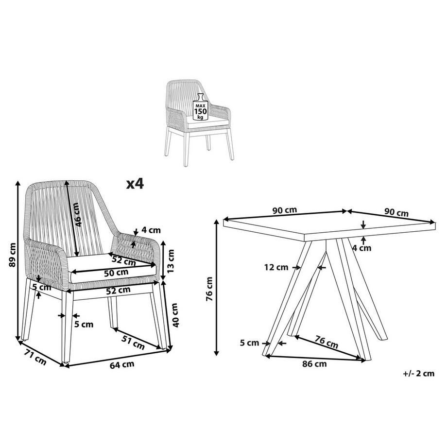 Beliani Gartentisch mit Stühlen aus Faserzement Industriell OLBIA  