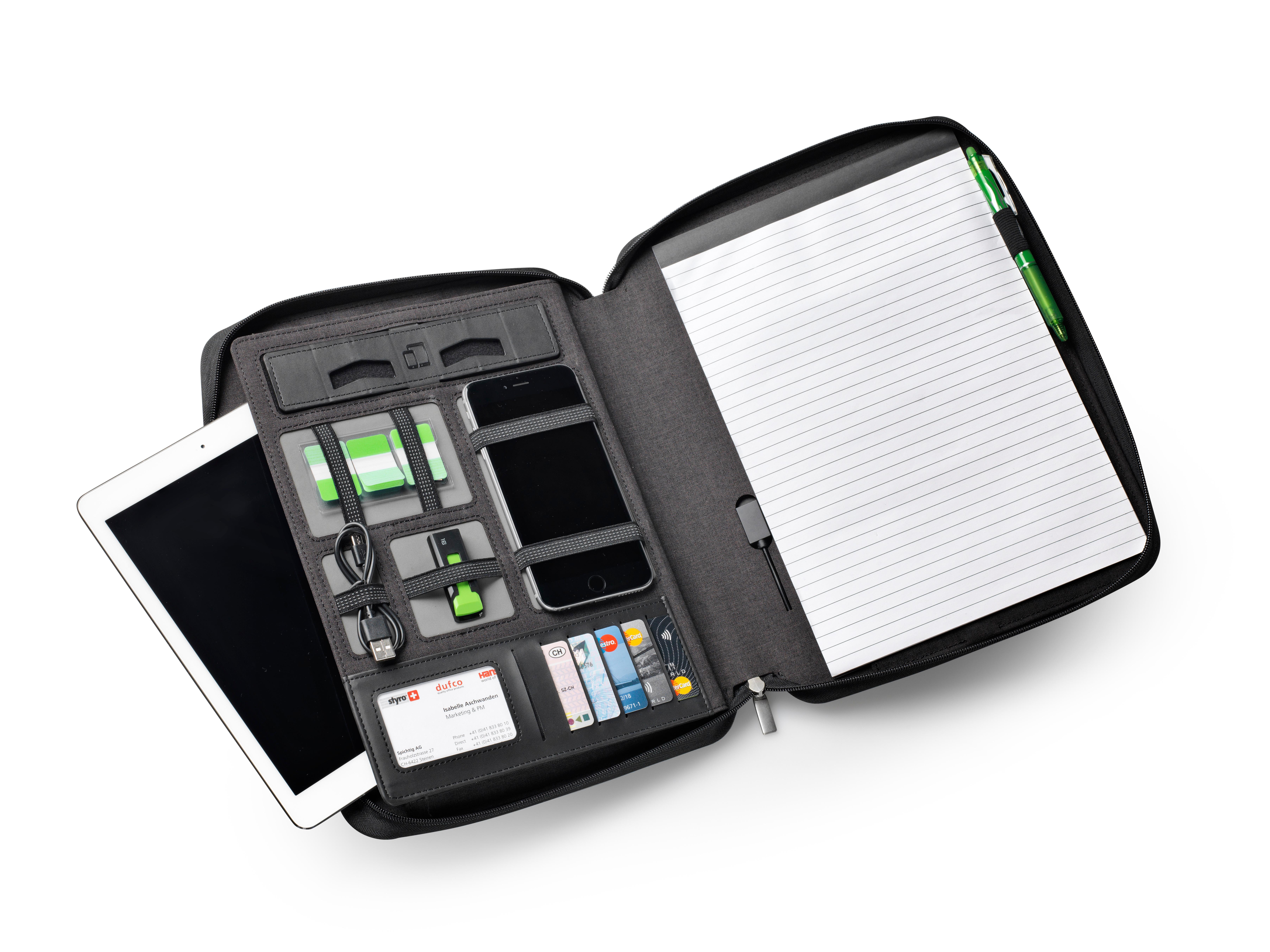 dufco by styro Conférencier A5 avec powerbank, jeans bleu 21x28.7x3.7cm  