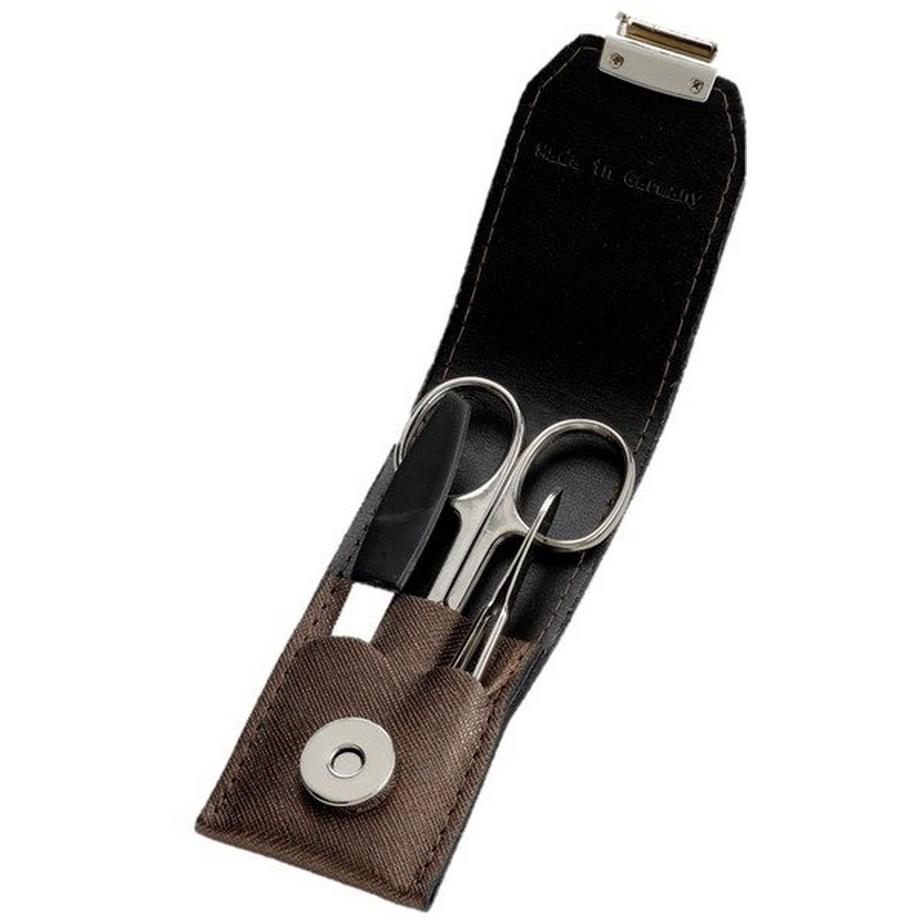 HERBA  Herba.Manikür Set 3-teilig vernickelt im Stecketui, braun 