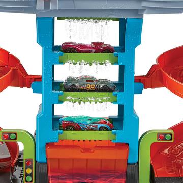 Hot Wheels City Mega Torre Autolavaggio, include 1 macchinina Color Shifters e pratici serbatoi per acqua, si collega ad altri set, giocattolo per bambini 4+ Anni