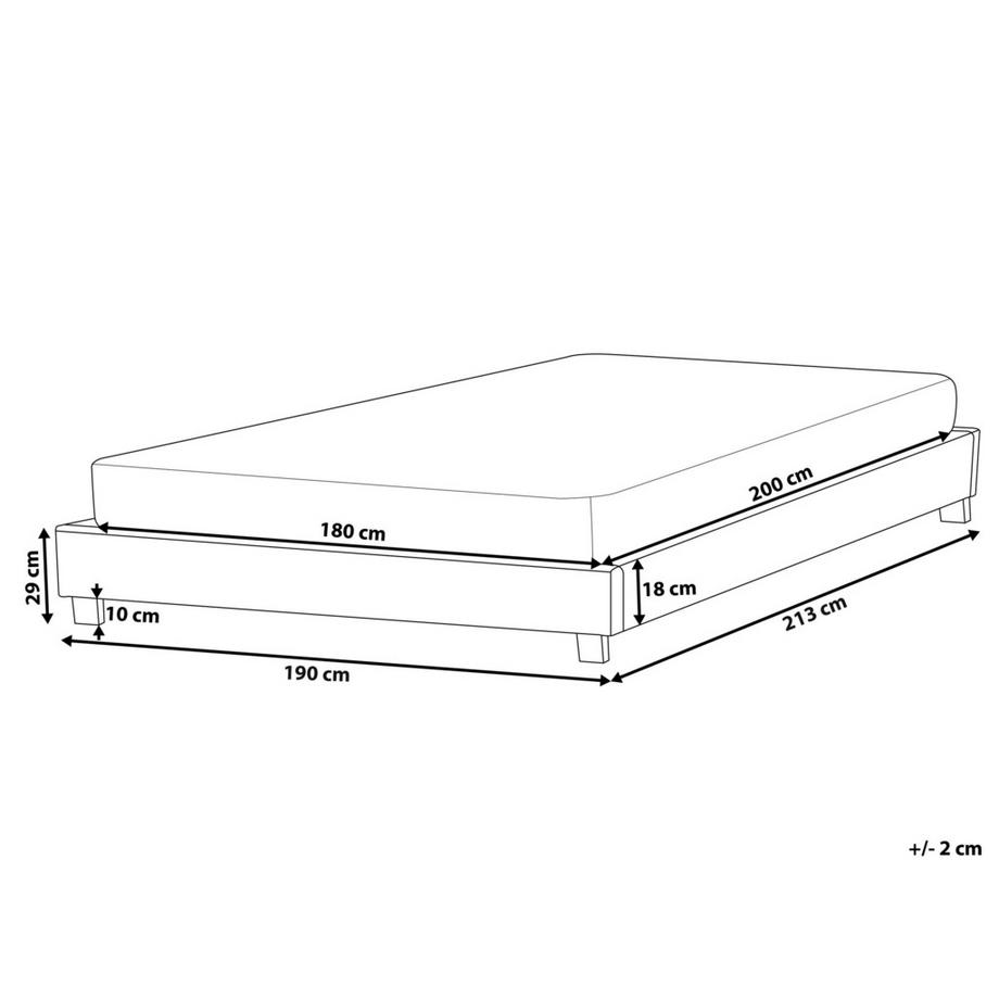 Beliani Lit sans tête de lit en Tissu  ROANNE  