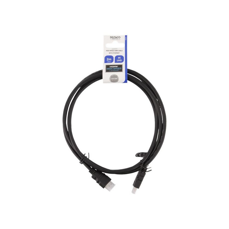 DELTACO  HDMI Type A ha - HDMI ha / HDMI High Speed ​​​​/ Ethernet / 4K / Ultra HD / 2m 