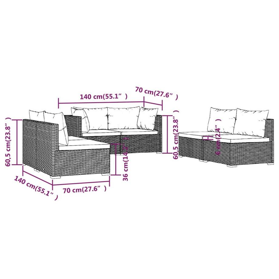 VidaXL set salotto da giardino Polirattan  