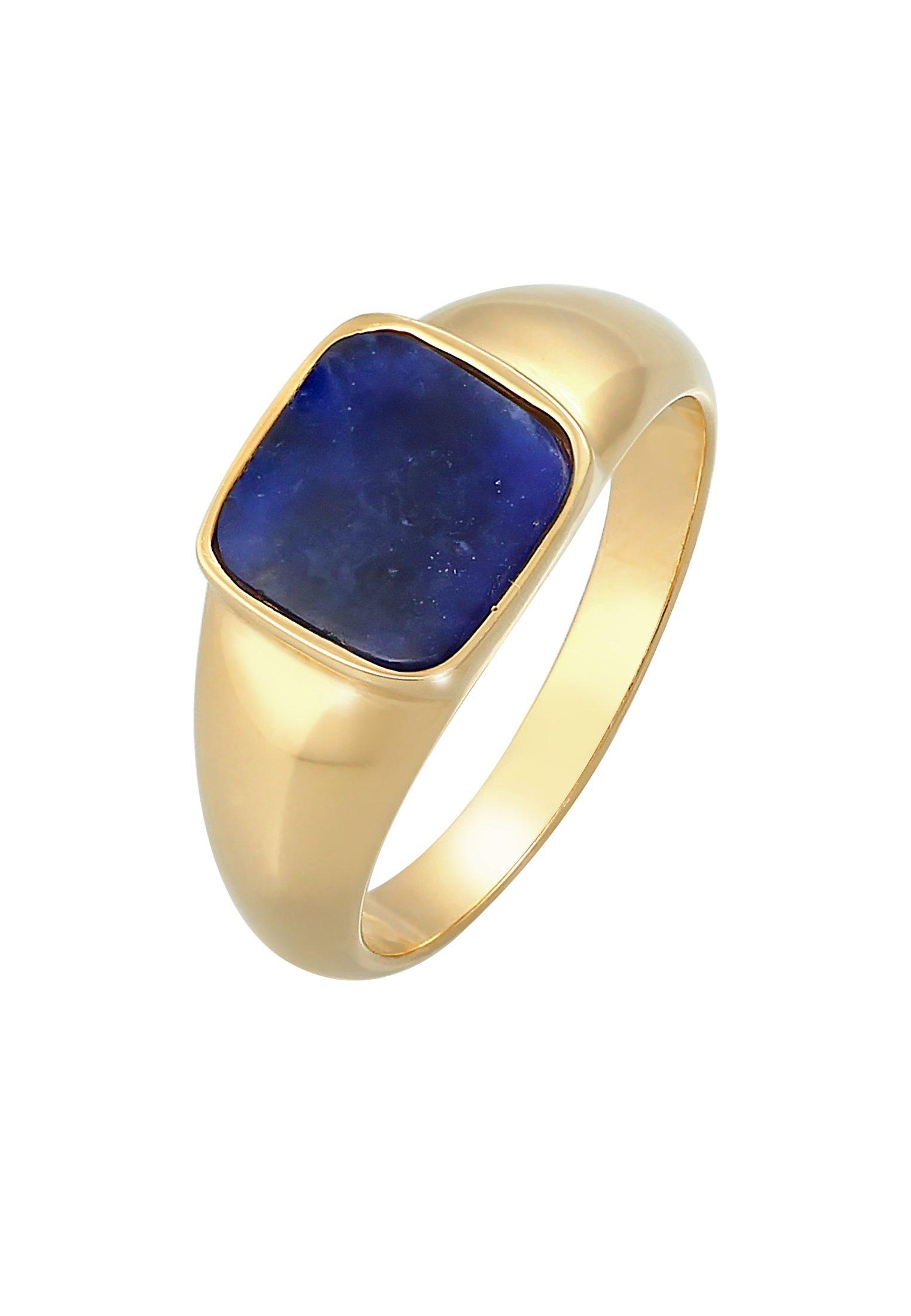 Image of Ring Siegelring Sodalith Quadrat Klassik Damen Gold 56mm