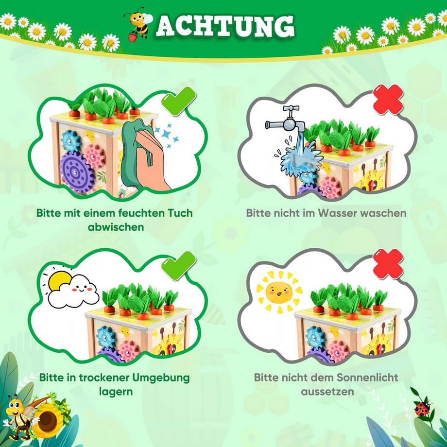Activity-board  6 in 1 hölzerne Aktivität Würfel, Aktivität Zentrum Baby, Aktivität Spielzeug hölzernen motorischen Fähigkeiten Spielzeug 