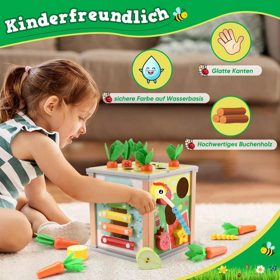 Activity-board  6 in 1 hölzerne Aktivität Würfel, Aktivität Zentrum Baby, Aktivität Spielzeug hölzernen motorischen Fähigkeiten Spielzeug 