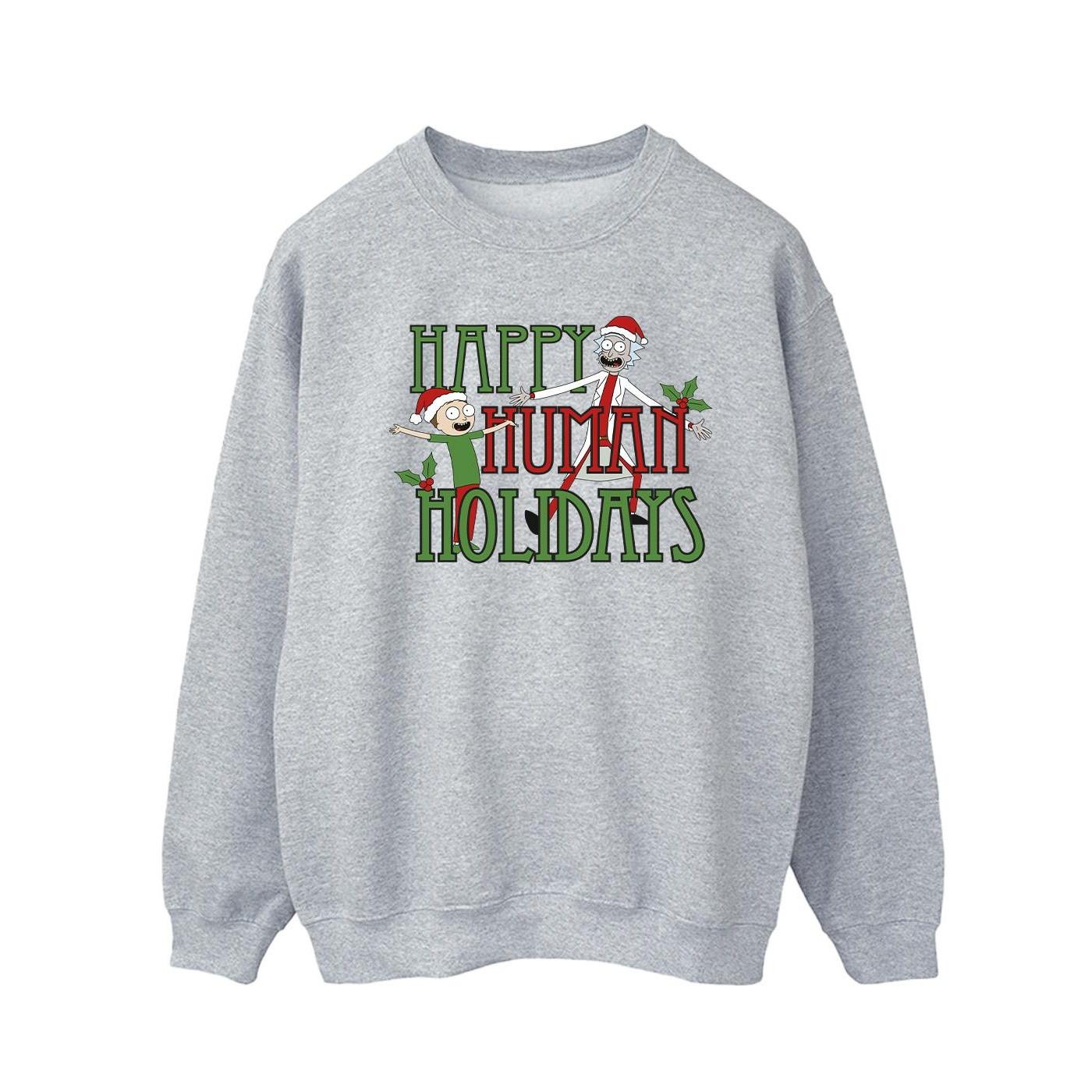 Image of Happy Human Holidays Sweatshirt Herren Grau L