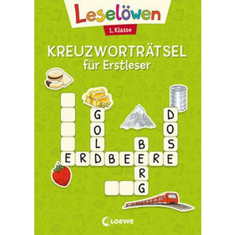 Leselöwen Kreuzworträtsel für Erstleser - 1. Klasse (Hellgrün) Loewe Erstlesebücher (Hrsg.); Loewe Lernen und Rätseln (Hrsg.); Merle, Katrin (Illustrationen) Gebundene Ausgabe 