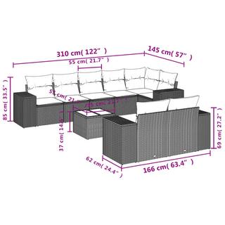 VidaXL Ensemble de canapés de jardin rotin synthétique  