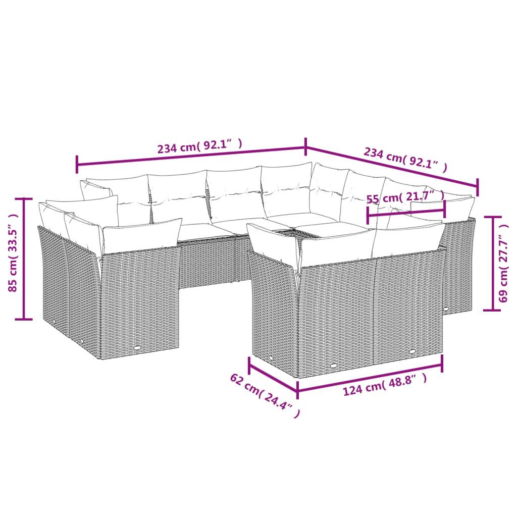 VidaXL set divano da giardino Polirattan  