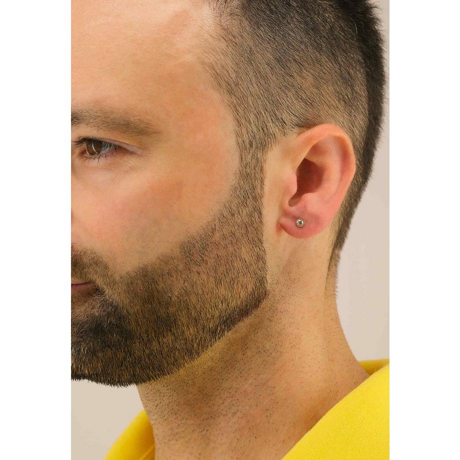 MUAU Schmuck  Clous d'oreilles solitaires monture or jaune 750 diamants 0,25ct. 5,5mm 