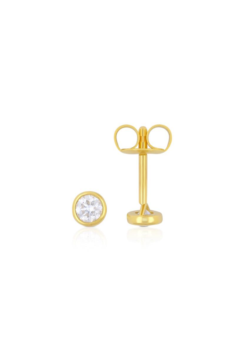 MUAU Schmuck  Clous d'oreilles solitaires monture or jaune 750 diamants 0,25ct. 5,5mm 