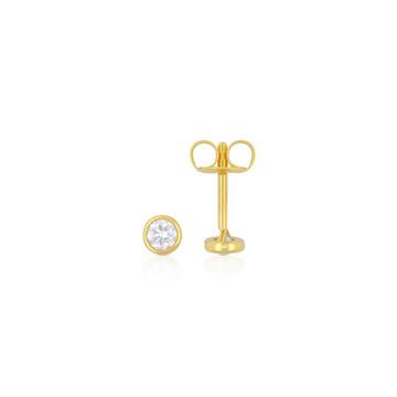 Clous d'oreilles solitaires monture or jaune 750 diamants 0,25ct. 5,5mm