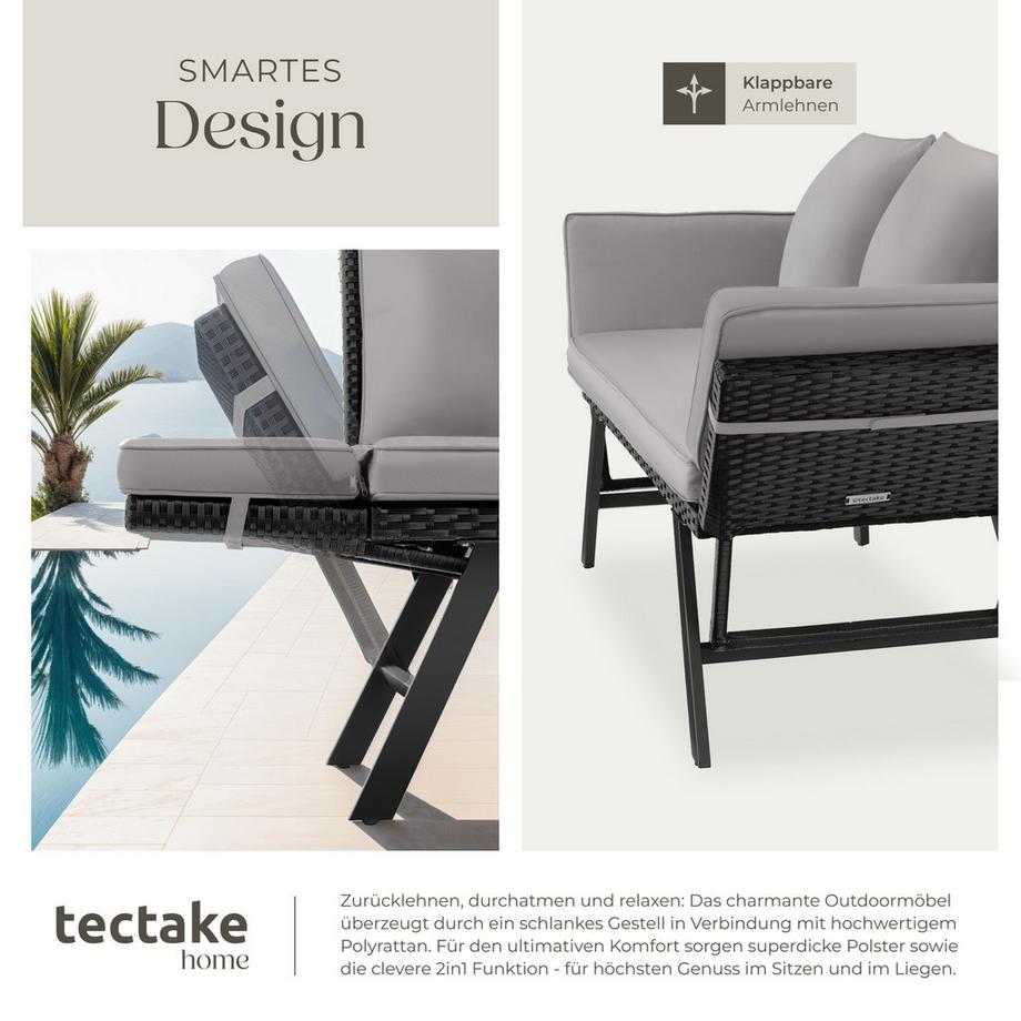 Tectake Divano lounge in rattan Sintra Divano 2 in 1  