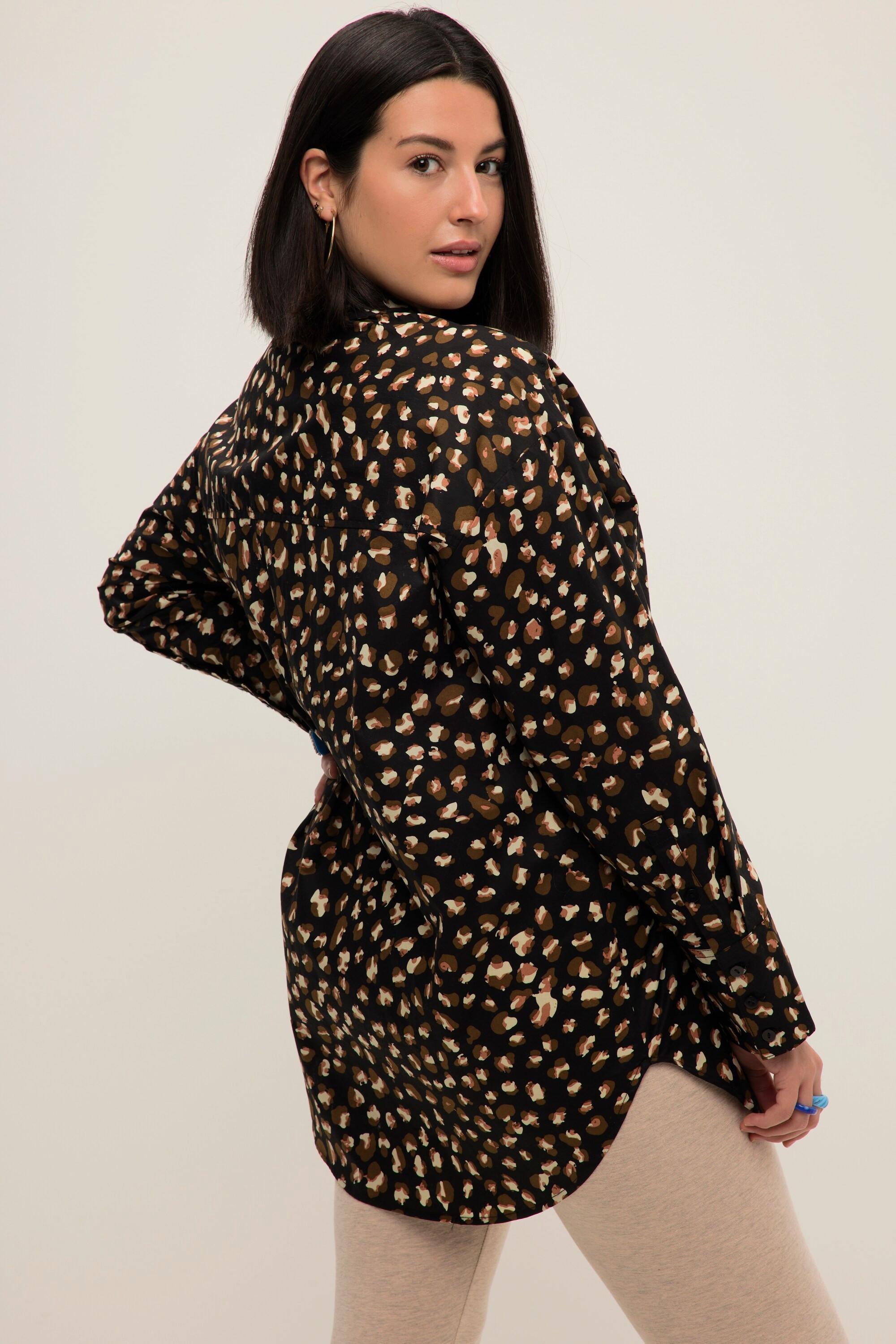 Studio Untold  Hemdbluse, oversized, Leo Print, Hemdkragen, Langarm 