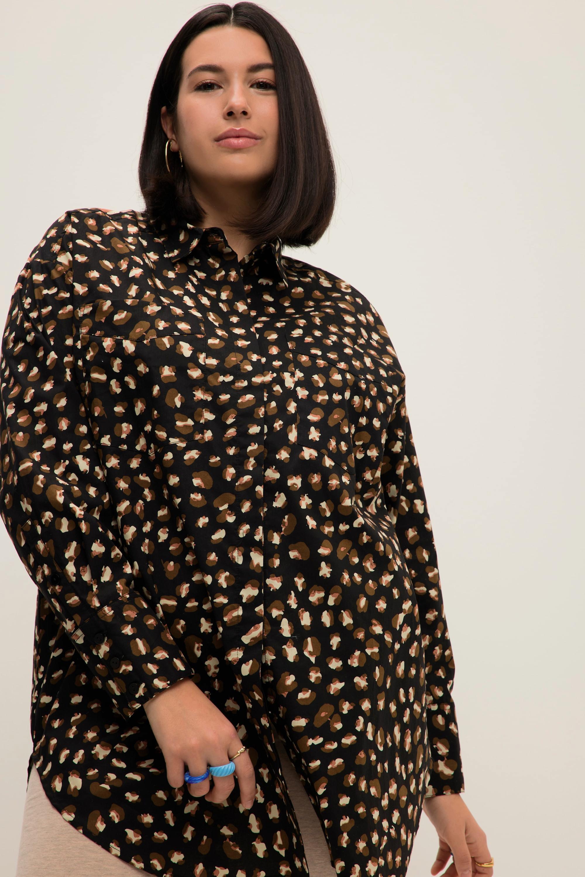 Studio Untold  Camicia dal taglio oversize con collo da camicia, maniche lunghe e stampa leopardata 