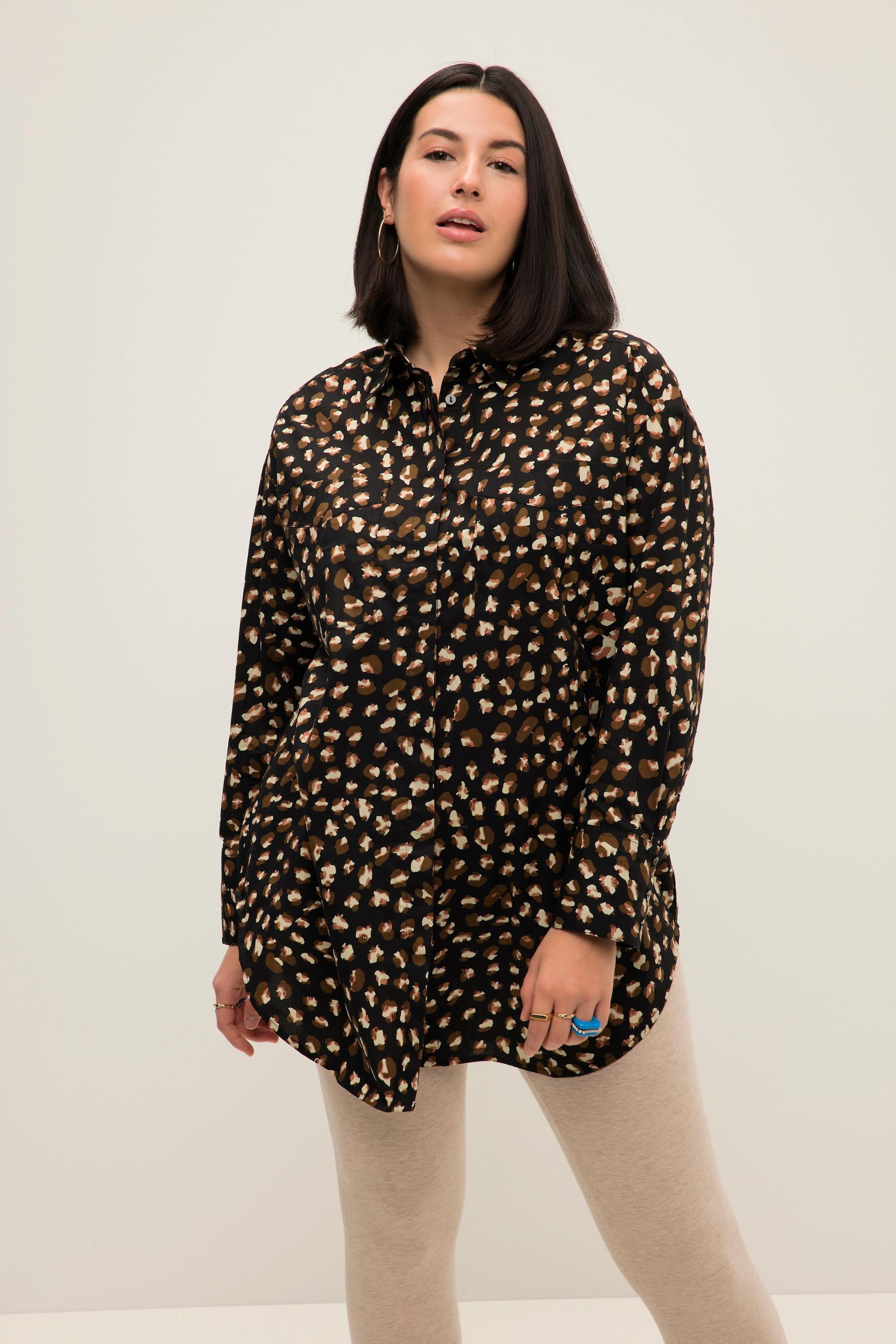 Studio Untold  Hemdbluse, oversized, Leo Print, Hemdkragen, Langarm 