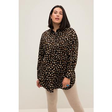 Hemdbluse, oversized, Leo Print, Hemdkragen, Langarm