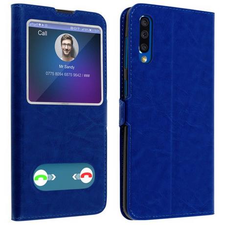 Avizar  Étui Galaxy A50 double Fenêtres Bleu 