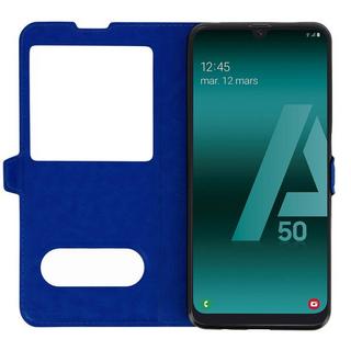 Avizar  Étui Galaxy A50 double Fenêtres Bleu 