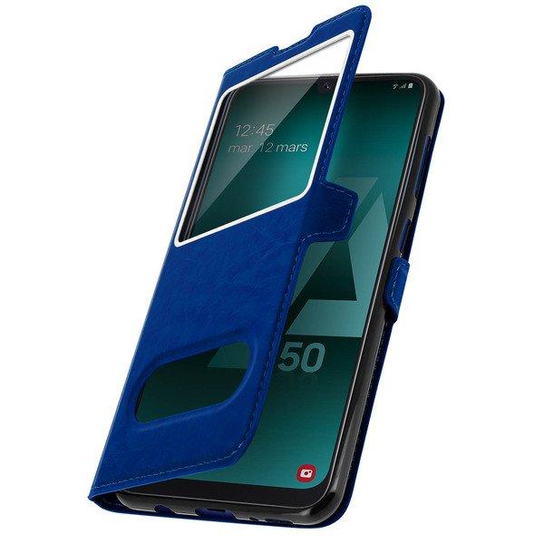 Avizar  Étui Galaxy A50 double Fenêtres Bleu 