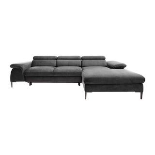 PASCAL MORABITO Ecksofa mit Schlaffunktion - Ecke rechts - Samt - Anthrazit - SEPINA von PASCAL MORABITO  
