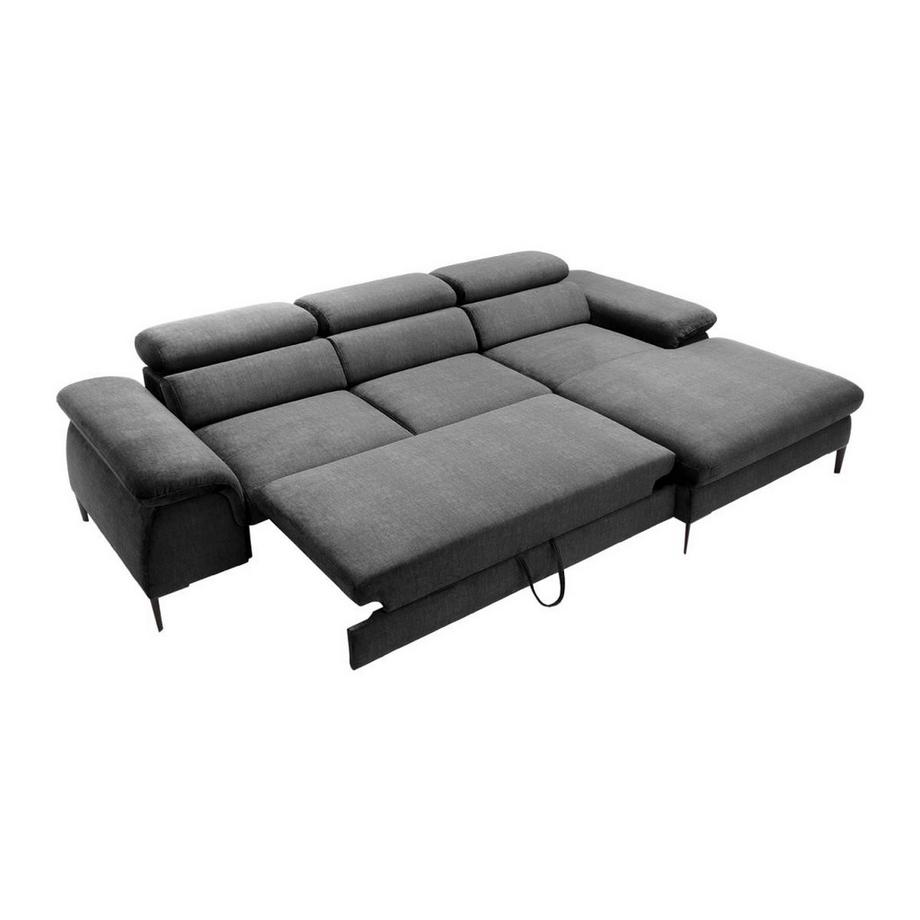 PASCAL MORABITO Ecksofa mit Schlaffunktion - Ecke rechts - Samt - Anthrazit - SEPINA von PASCAL MORABITO  