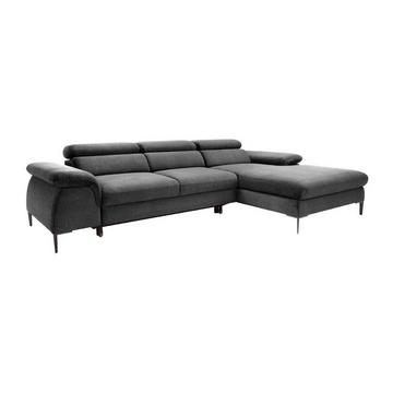 Ecksofa mit Schlaffunktion - Ecke rechts - Samt - Anthrazit - SEPINA von PASCAL MORABITO