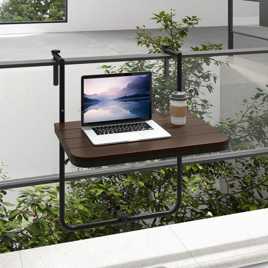 Table de Balcon Suspendue Pliable avec Hauteur Réglable en HIPS