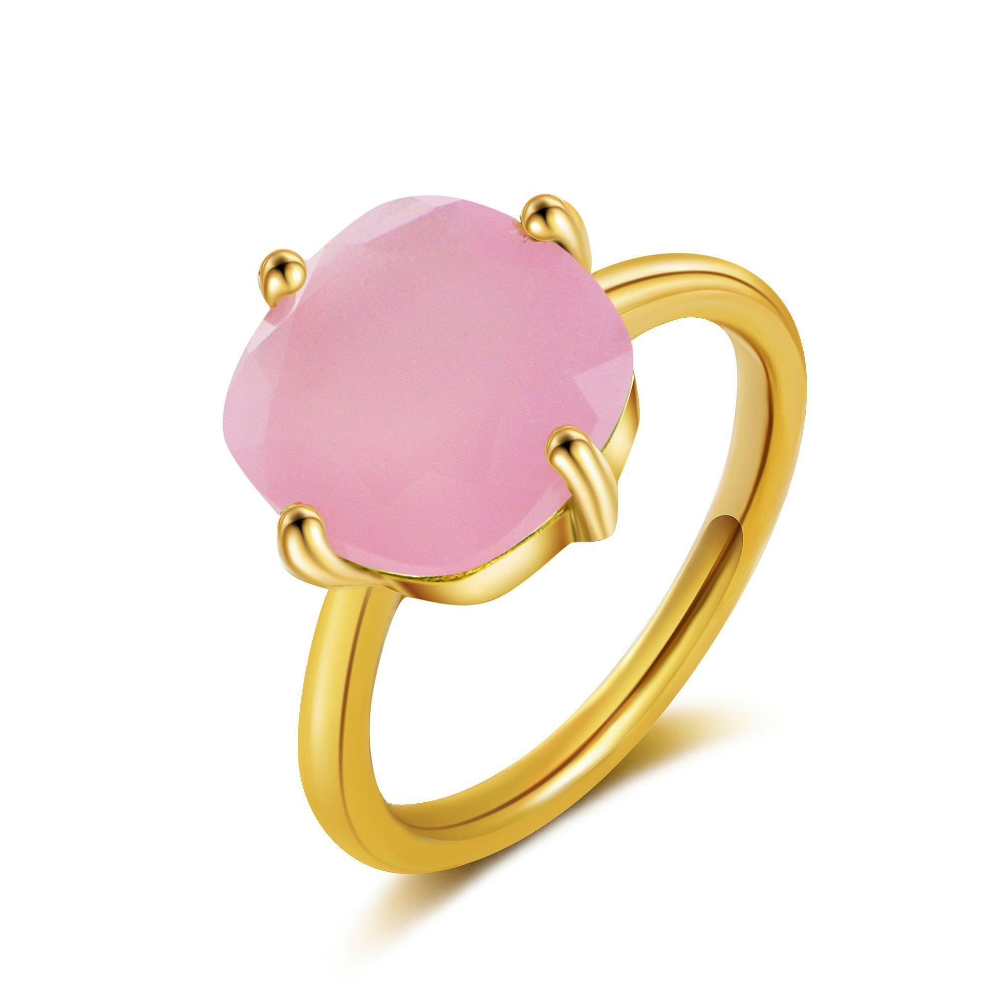 Image of Églantine Ring Rosa Chalcedon Damen Gold 58mm
